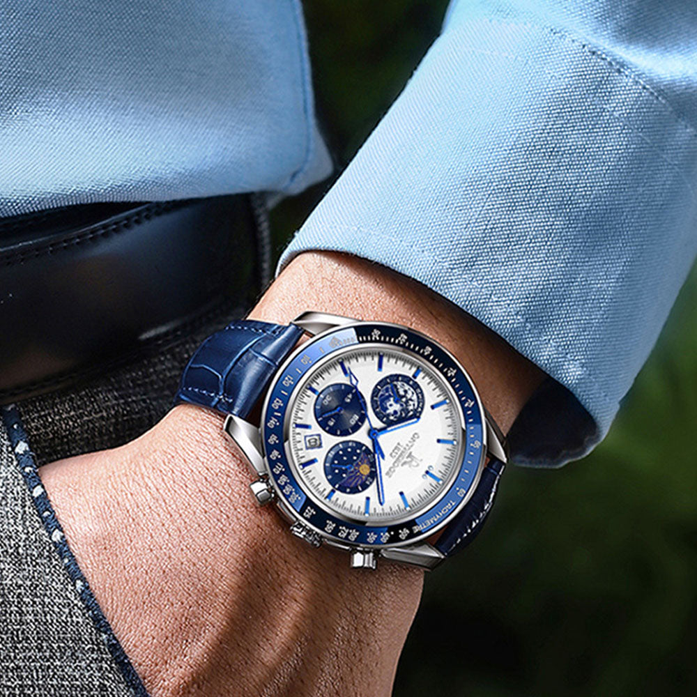 Men's Quartz Watch with Leather Strap