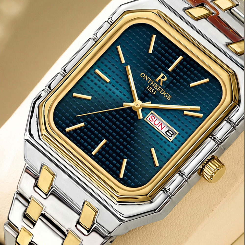 Square Business Quartz Watch - Waterproof Steel Band Luminous