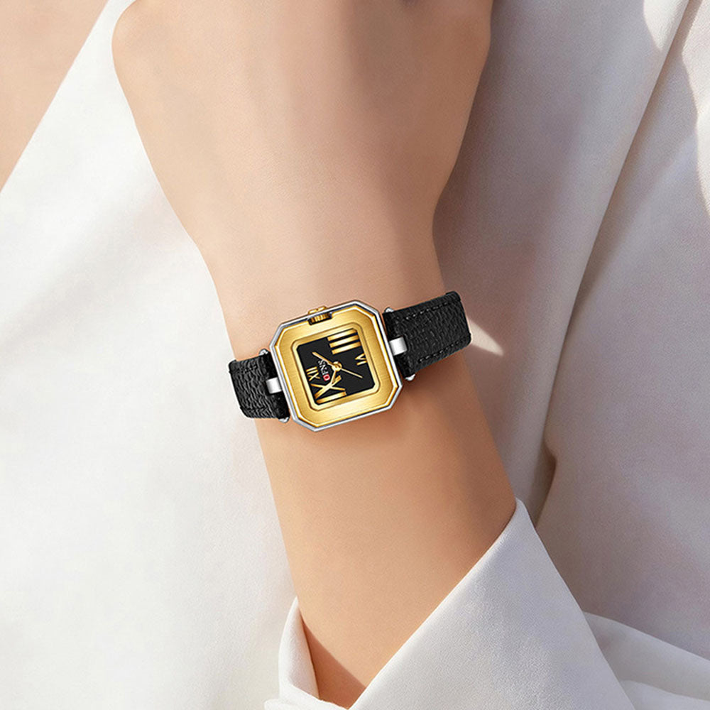 Women's Leather Strap Roman Vintage Waterproof Quartz Watch