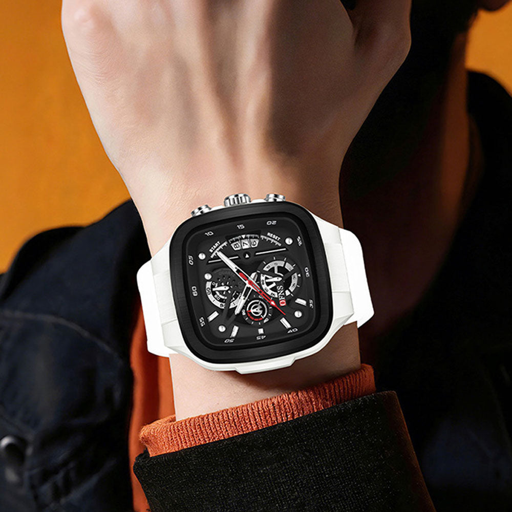 Men's Waterproof Square Quartz Watch with Luminous Dial & Calendar