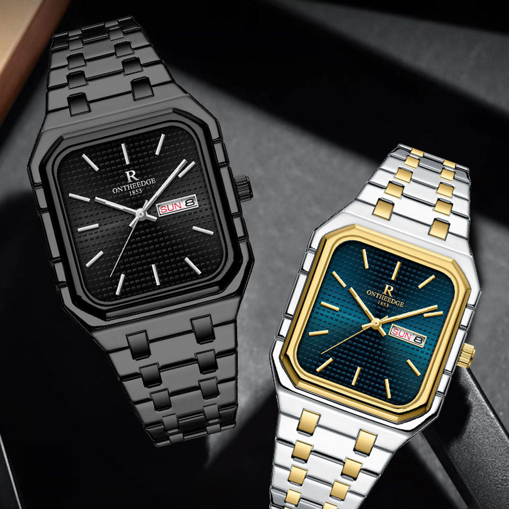 Square Business Quartz Watch - Waterproof Steel Band Luminous