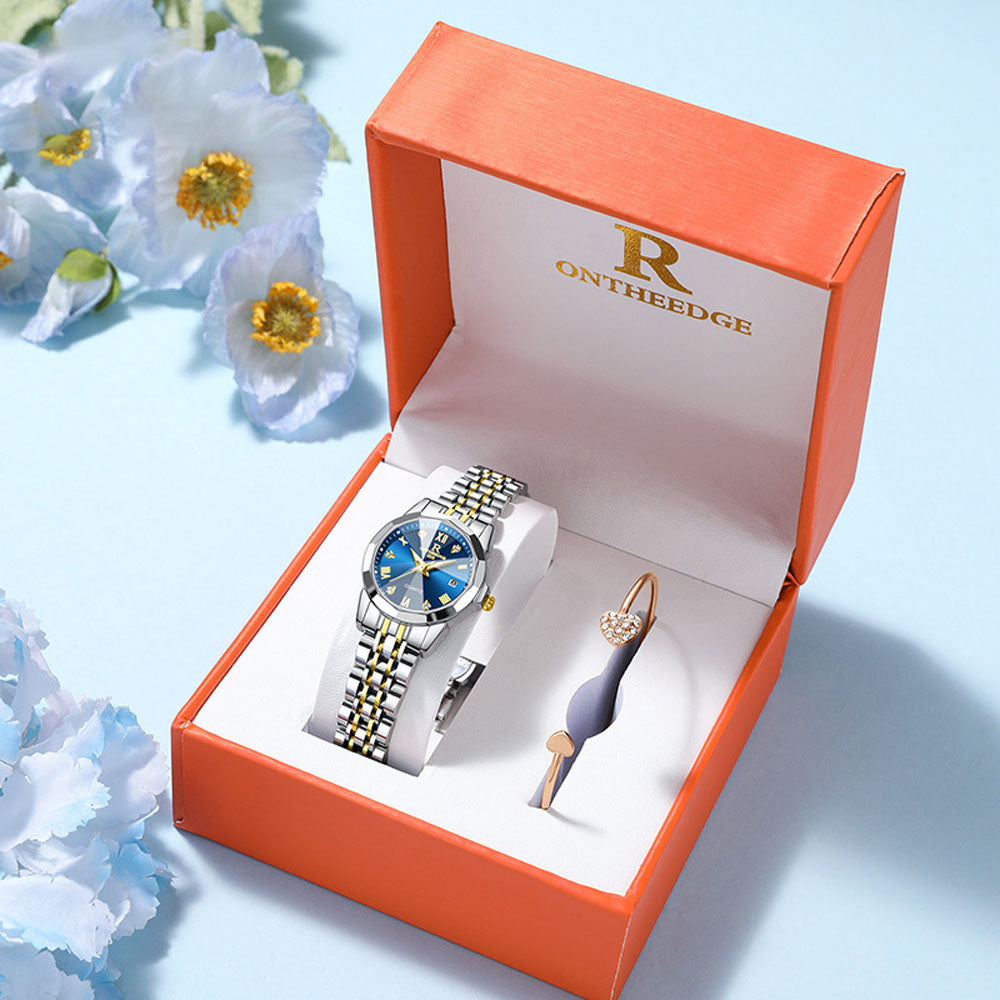Luxury Women's Crystal Rhinestone Quartz Watch - Waterproof Steel