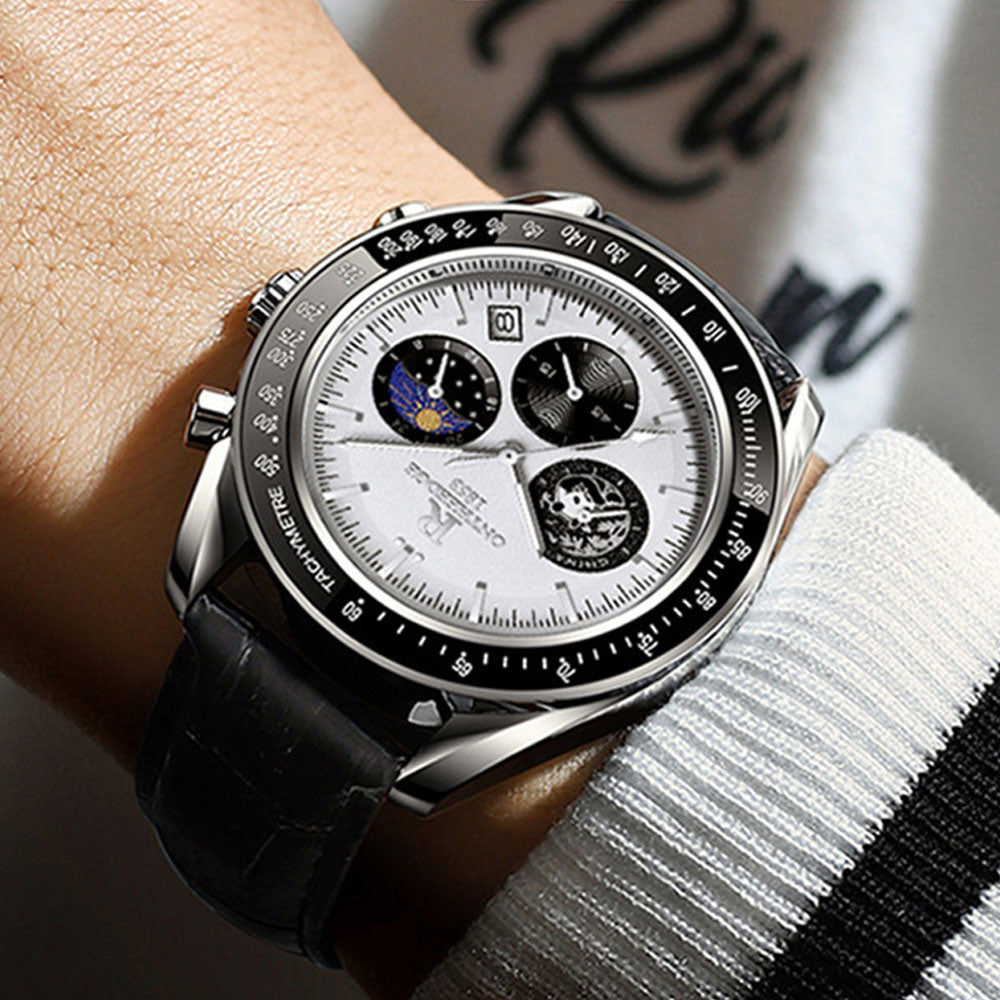 Men's Quartz Watch with Leather Strap