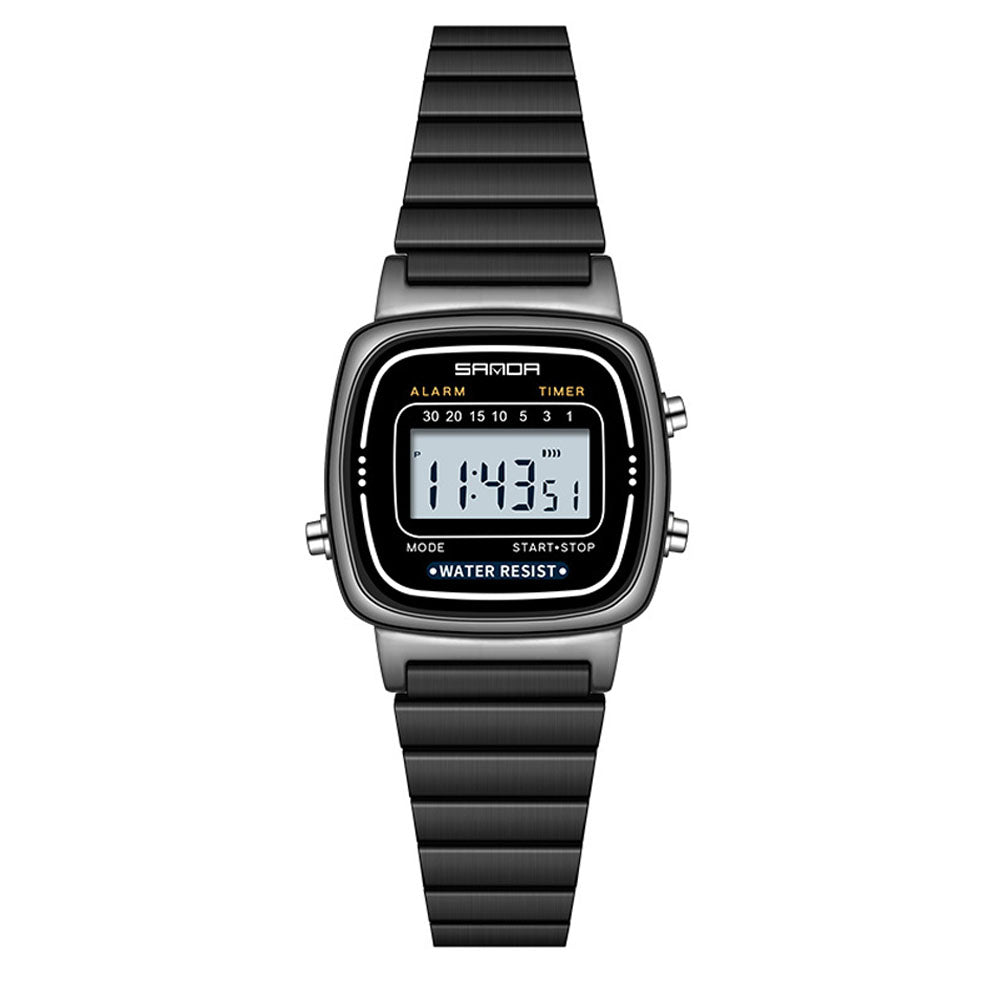 Vintage Square Digital Watch - Waterproof Chronograph Steel Band