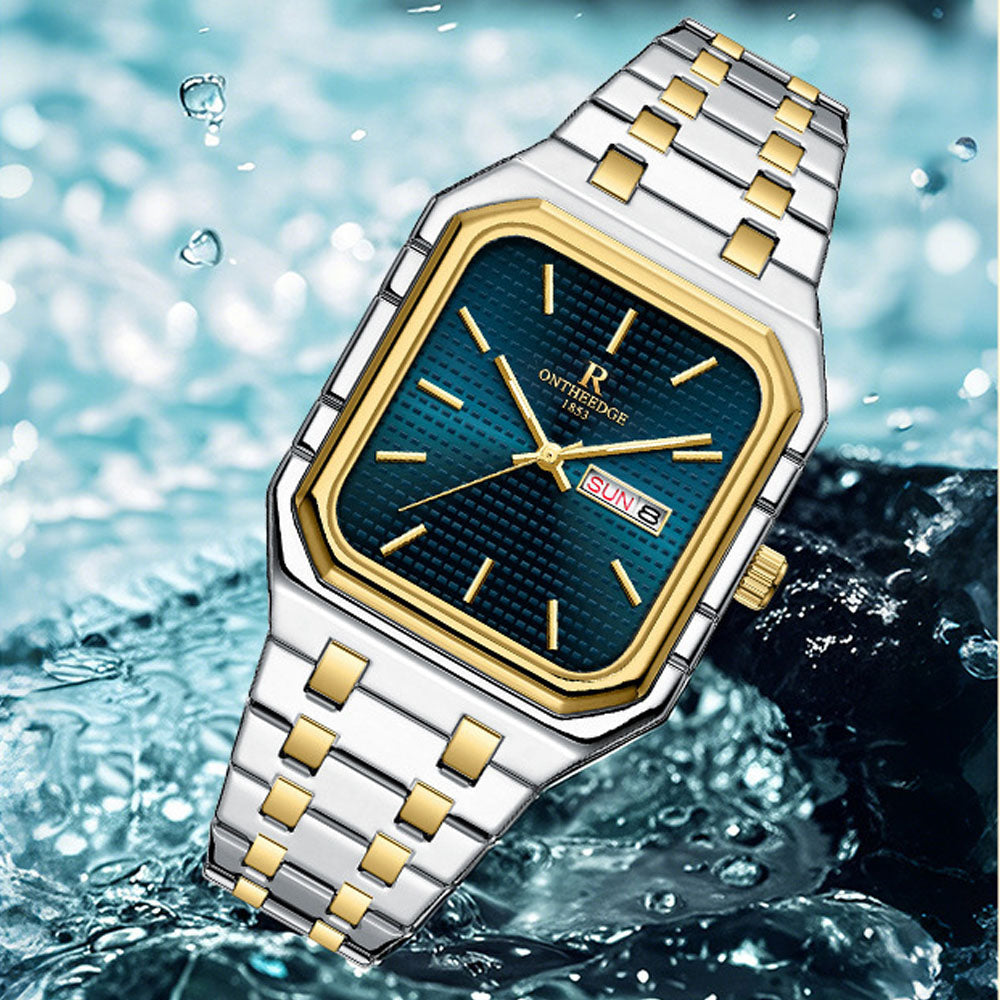 Square Business Quartz Watch - Waterproof Steel Band Luminous