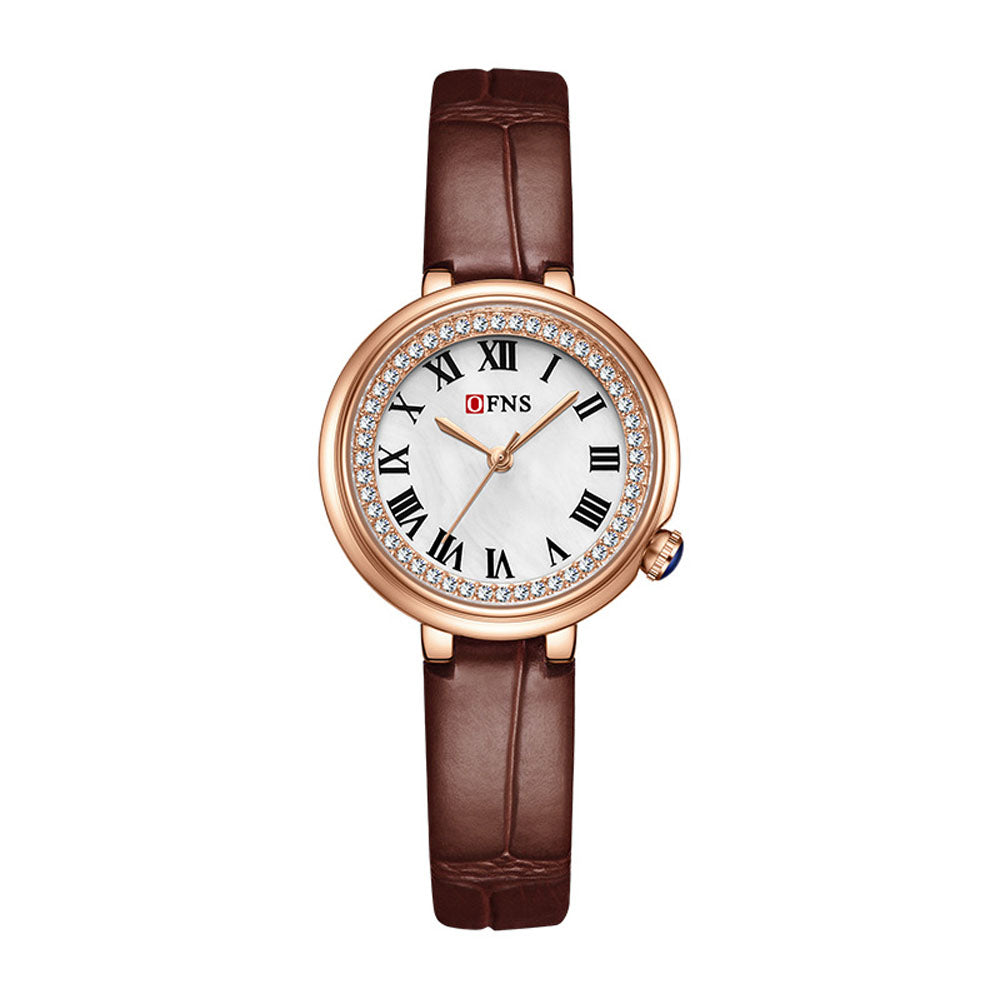 Elegant Malachite Quartz Watch with Crystal Stones - Luxury Women's