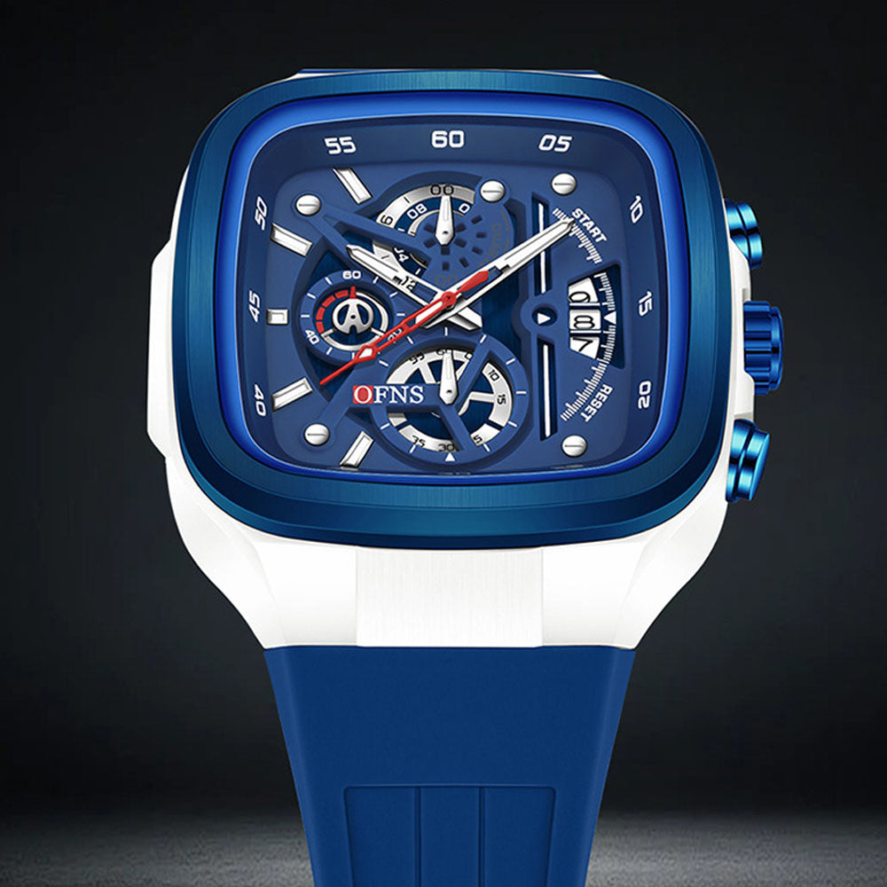 Men's Waterproof Square Quartz Watch with Luminous Dial & Calendar