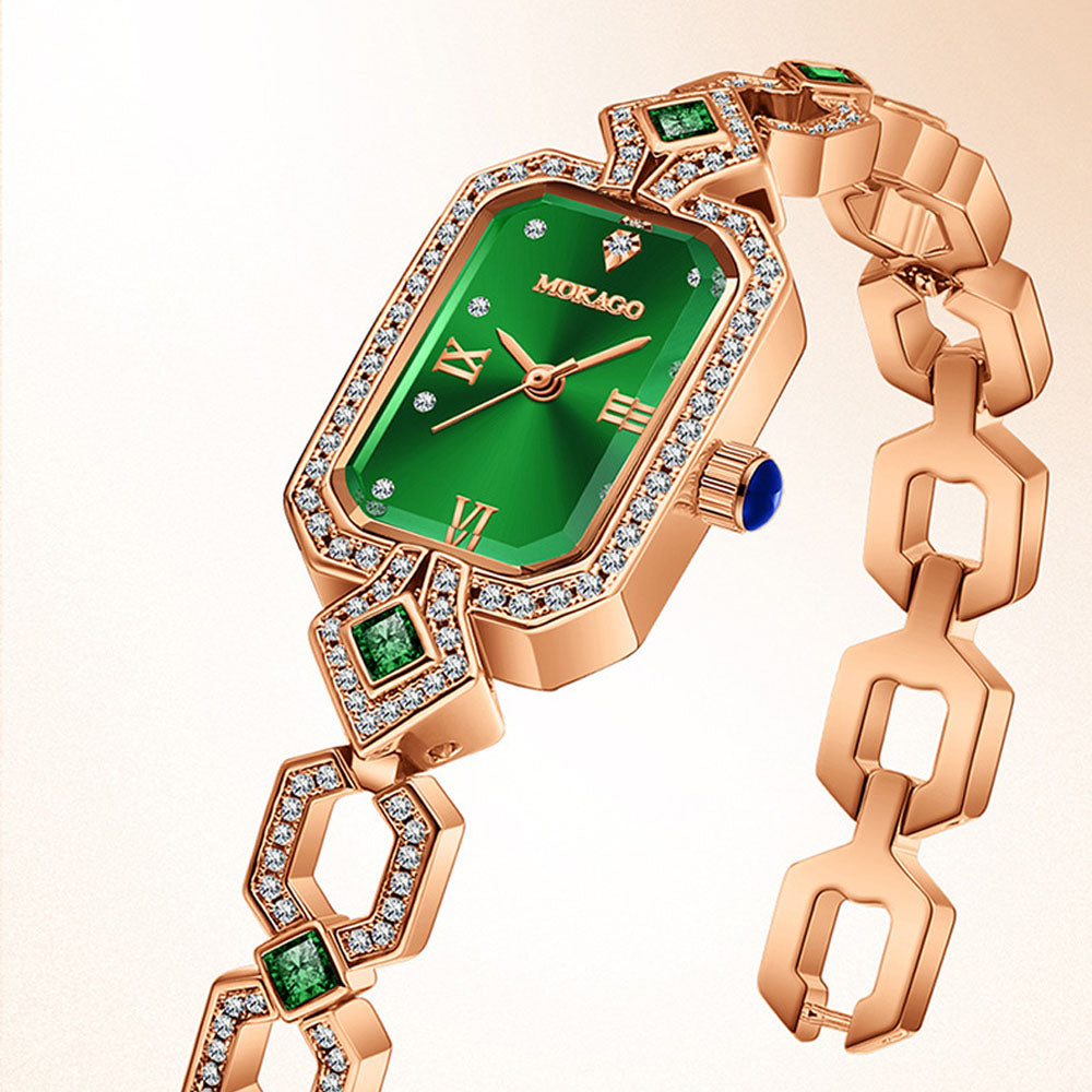 Women's Luxury Diamond Watch - Waterproof Quartz with Copper Band