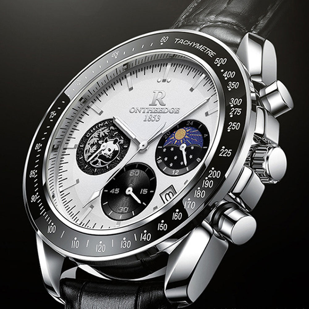 Men's Quartz Watch with Leather Strap