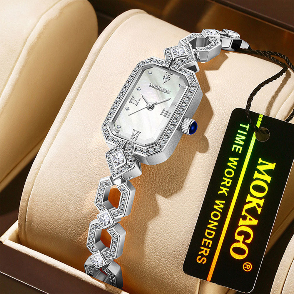 Women's Luxury Diamond Watch - Waterproof Quartz with Copper Band