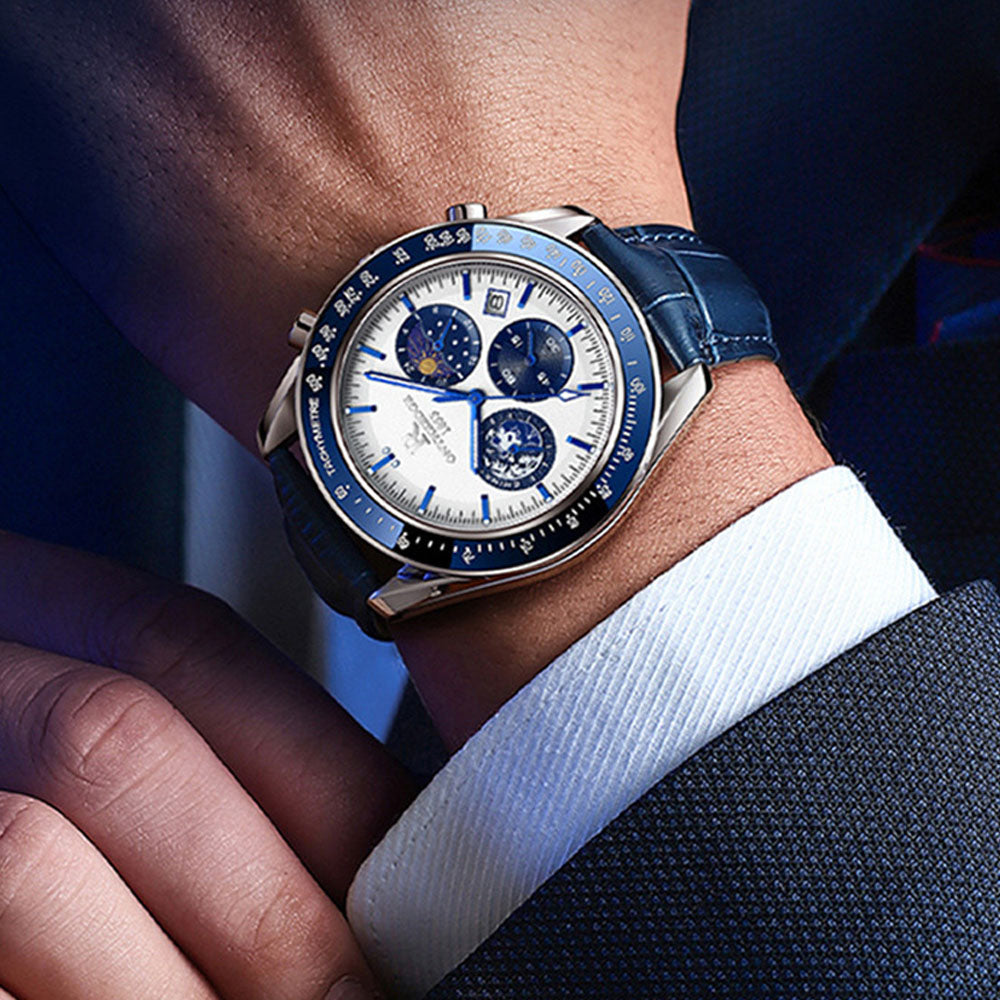 Men's Quartz Watch with Leather Strap
