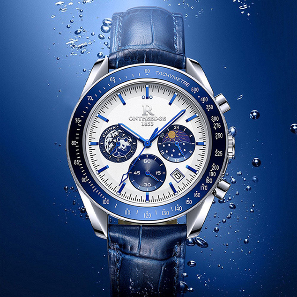 Men's Quartz Watch with Leather Strap