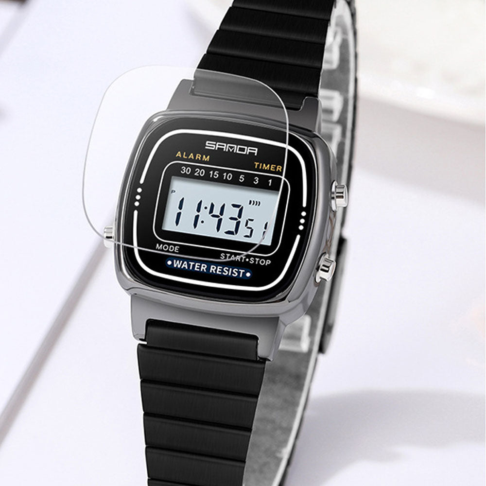 Vintage Square Digital Watch - Waterproof Chronograph Steel Band