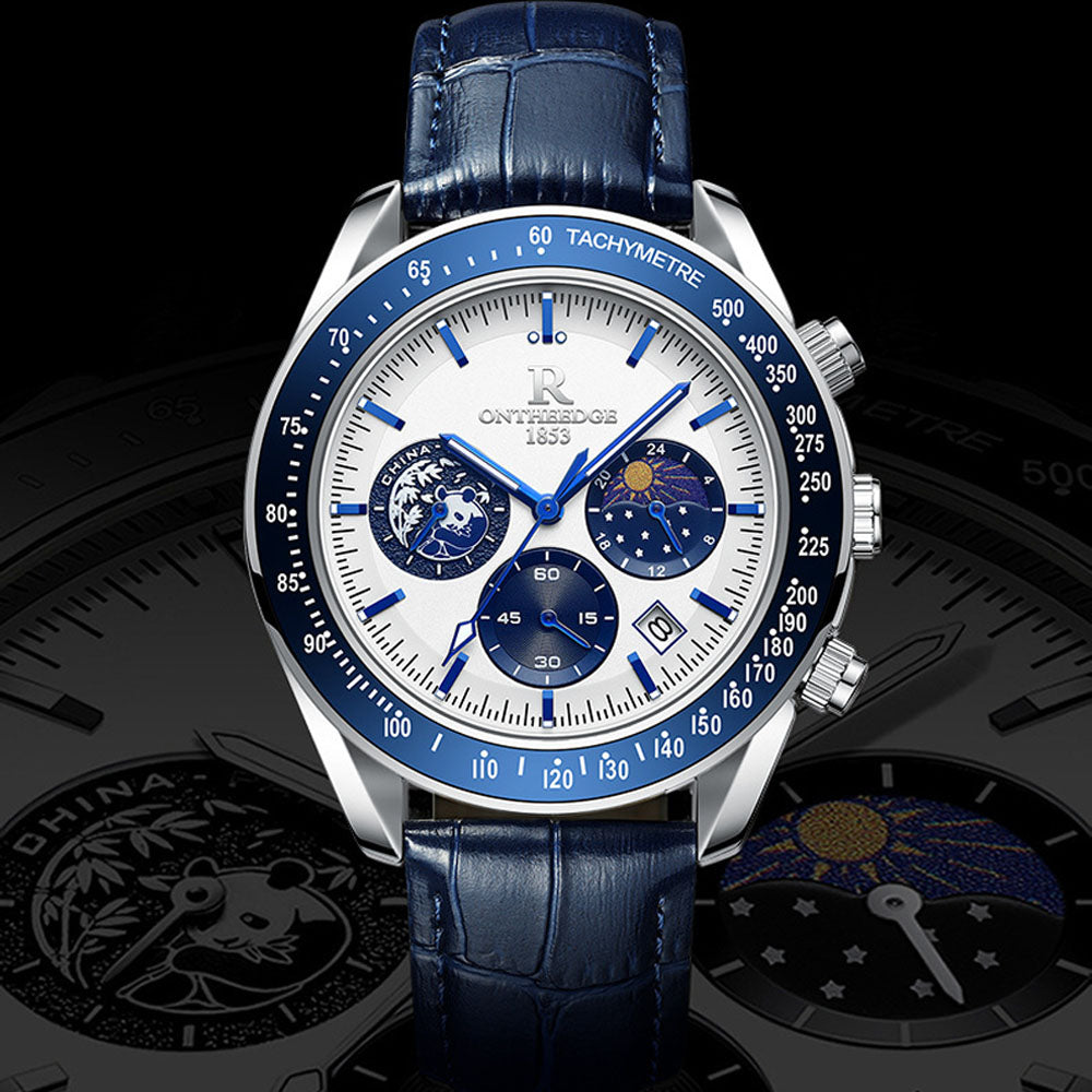 Men's Quartz Watch with Leather Strap
