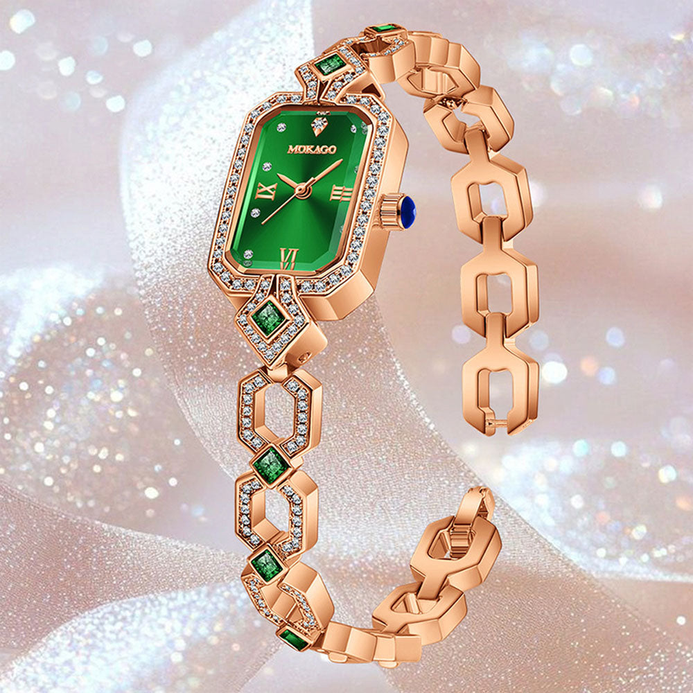 Women's Luxury Diamond Watch - Waterproof Quartz with Copper Band