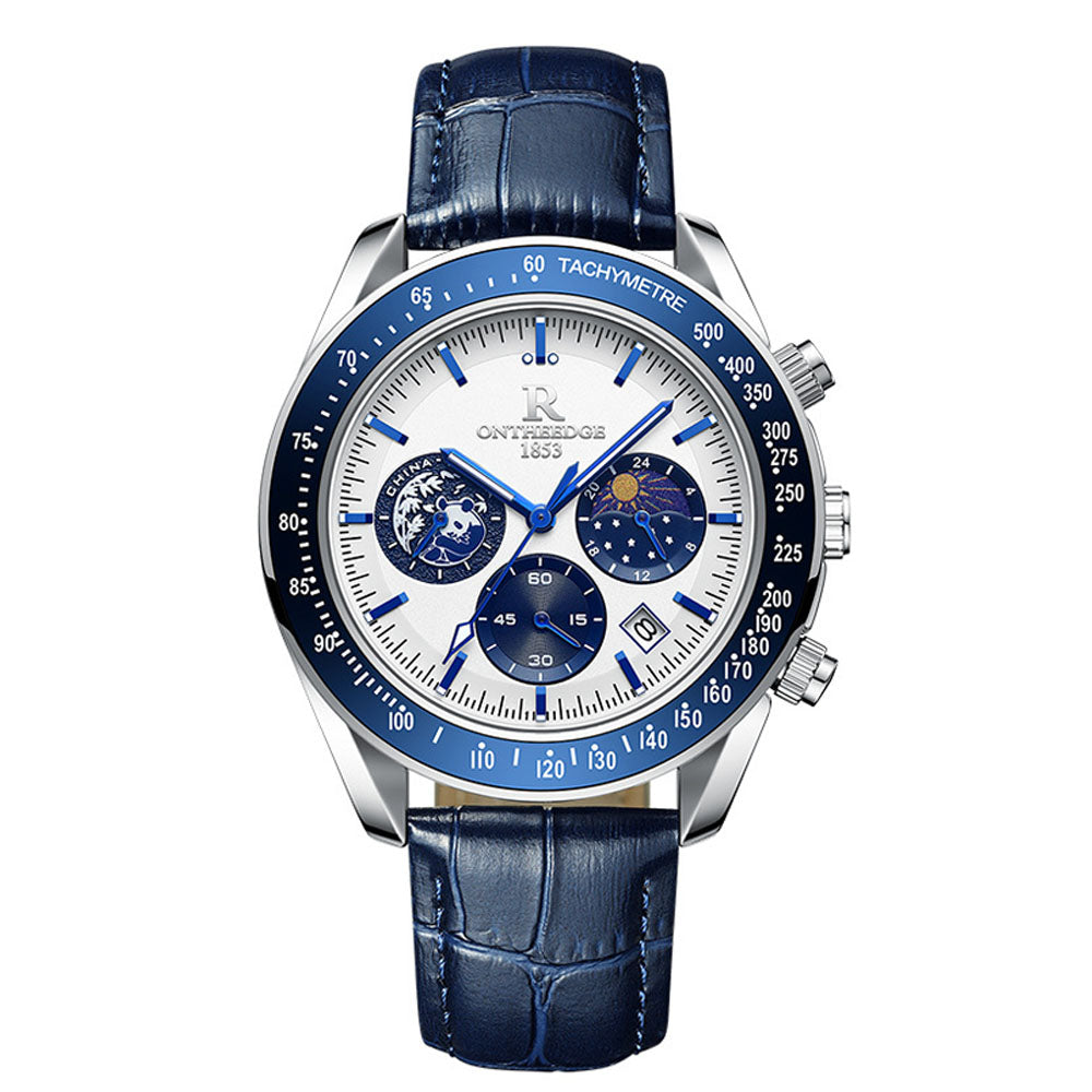 Men's Quartz Watch with Leather Strap