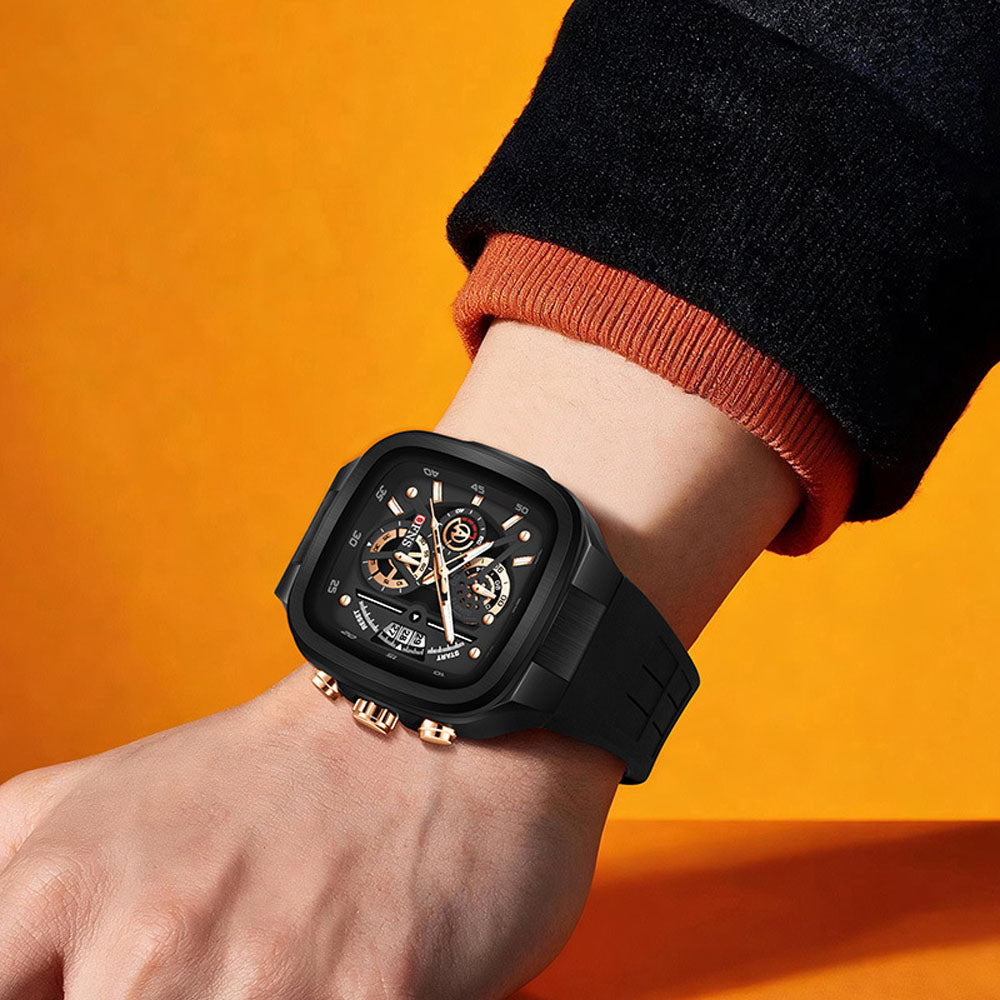 Men's Waterproof Square Quartz Watch with Luminous Dial & Calendar