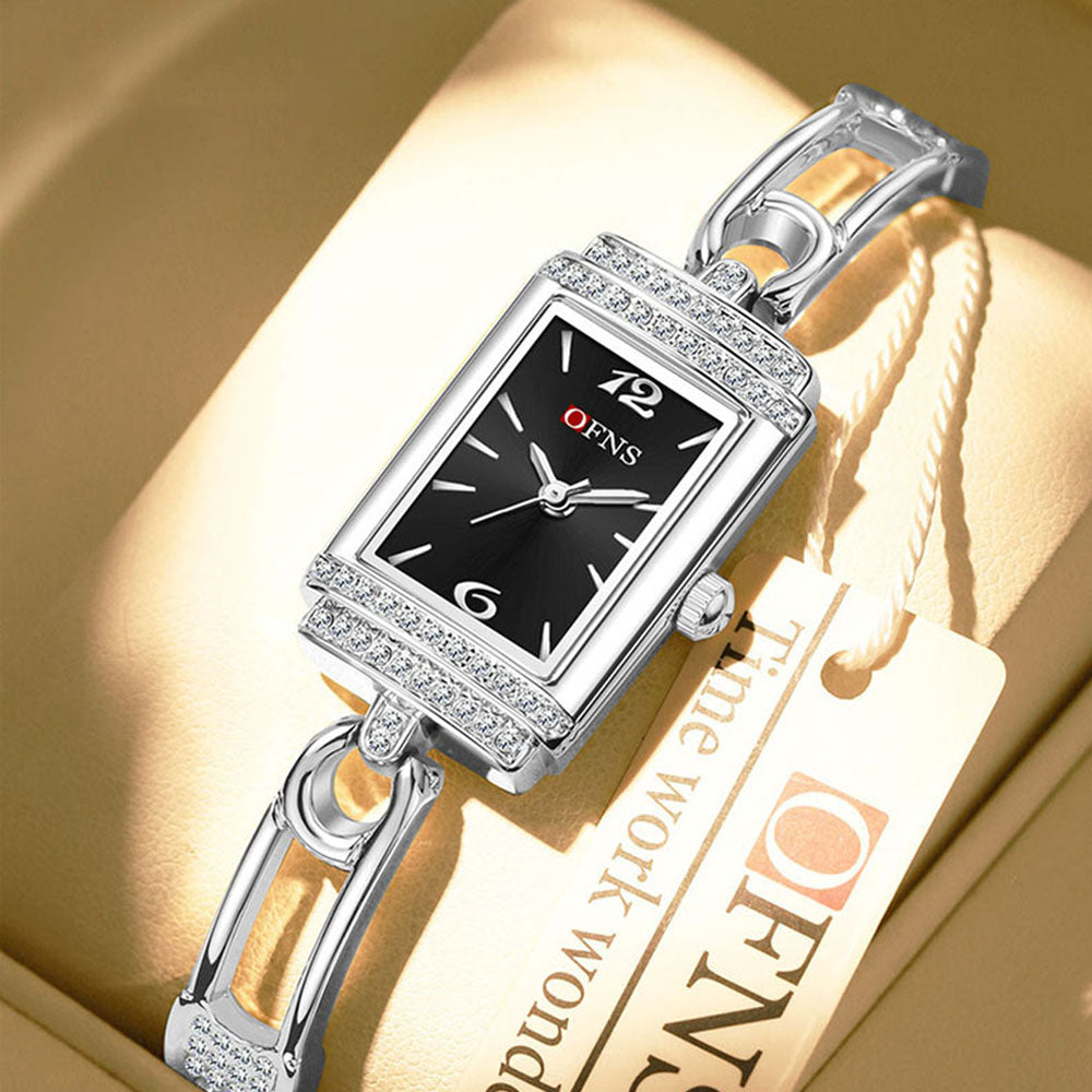 Luxury Diamond Square Watch - Waterproof Bracelet Timepiece