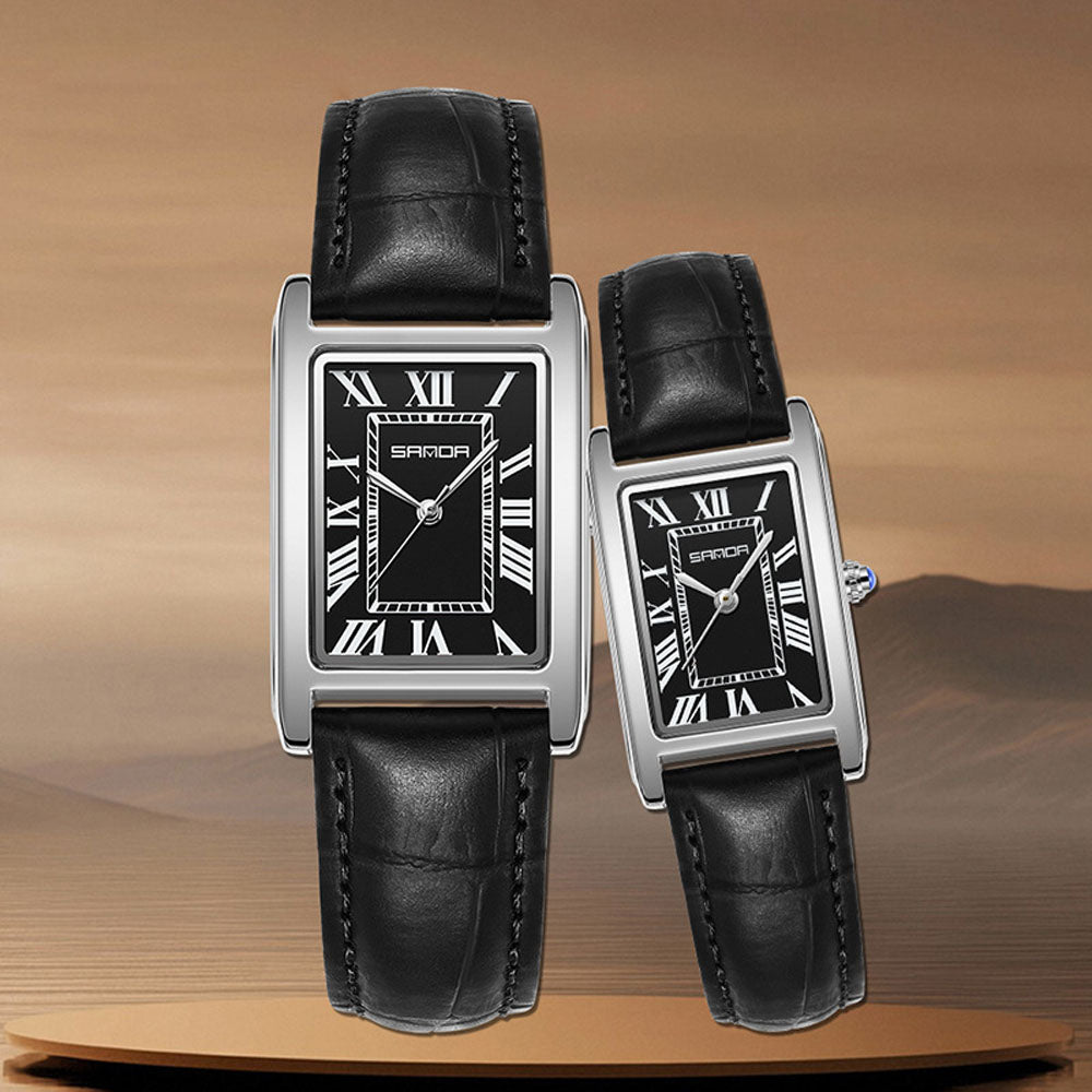 Couples Square Watch - Waterproof Quartz Roman Dial Unisex