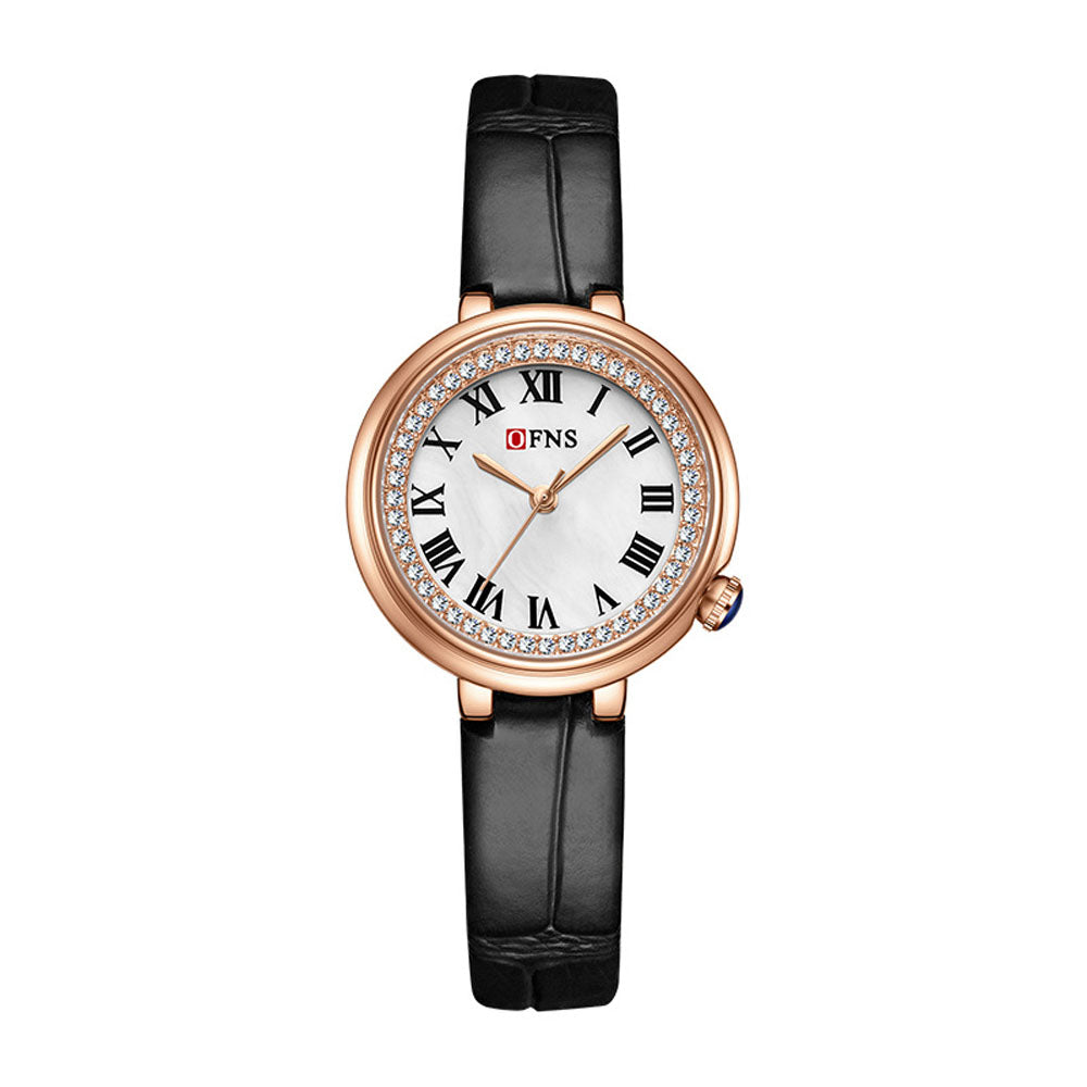 Elegant Malachite Quartz Watch with Crystal Stones - Luxury Women's