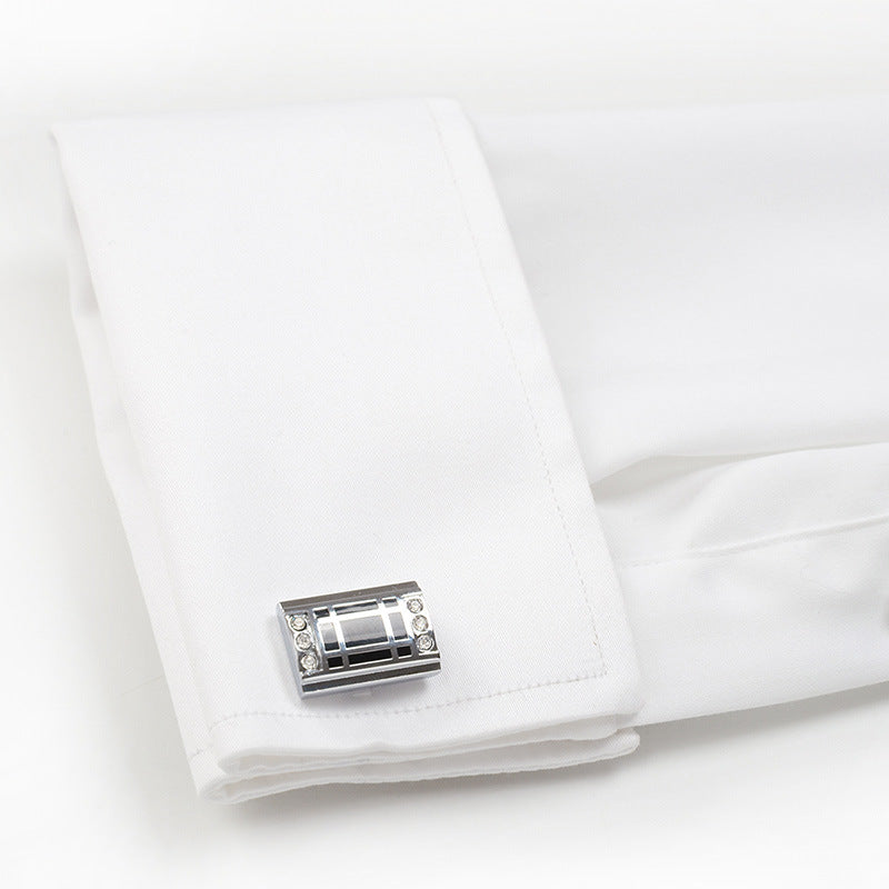 Golden Shield French Cufflinks Black Men's Shirt Long Sleeve Business Slim Formal Cotton Non-Ironing Men's Spring Shirt