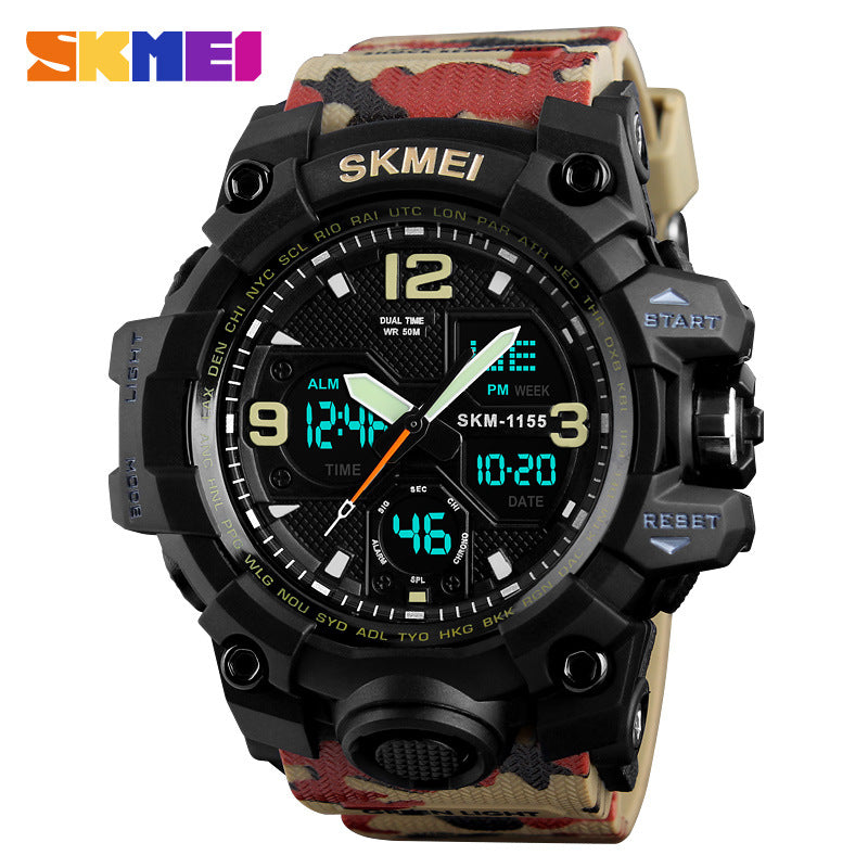 Moment Beauty Men's Dual Display Quartz Watch  Waterproof, Luminous Outdoor Sport Watch