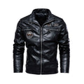 Mens Cross-Border PU Leather Jacket e Motorcycle Coat with Velvet Lining