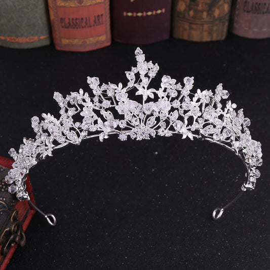 Exquisite handmade crystal glass diamond wedding crown