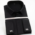 Golden Shield French Cufflinks Black Men's Shirt Long Sleeve Business Slim Formal Cotton Non-Ironing Men's Spring Shirt