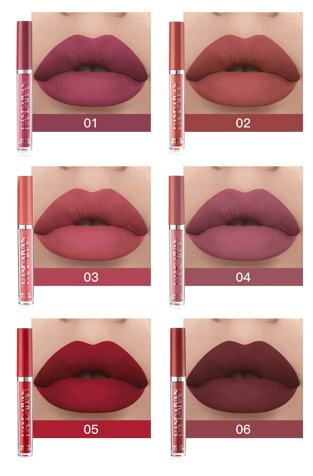 Matte lipstick set waterproof non-fading non-stick cup lip gloss 6 lip gloss makeup authentic.