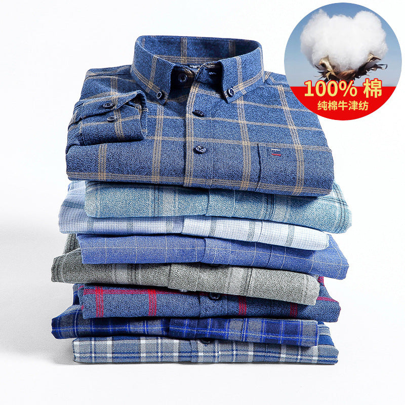 Mens Casual Cotton Plaid Shirt