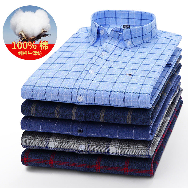 Mens Casual Cotton Plaid Shirt