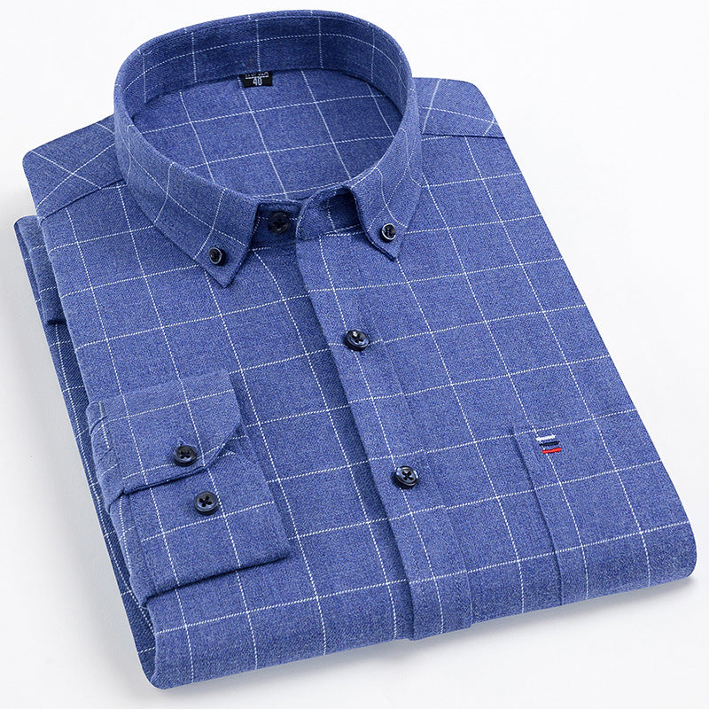 Mens Casual Cotton Plaid Shirt