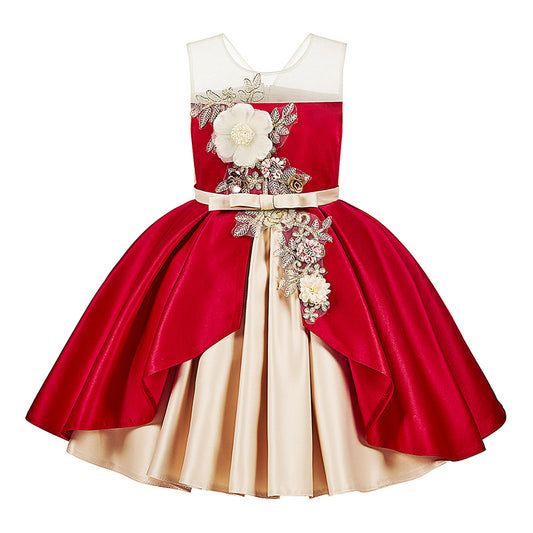 Girls' Puffy Princess Dress with Bow  Mesh Skirt for Kids