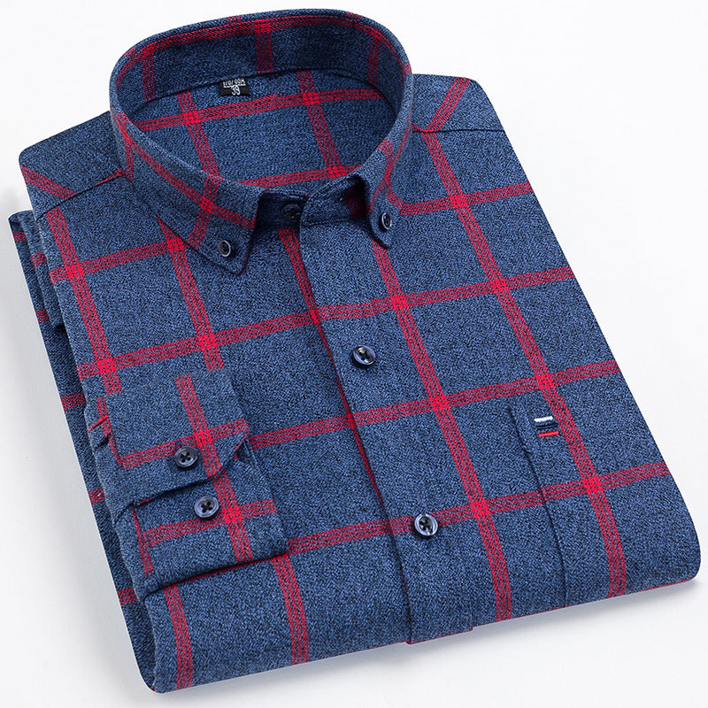 Mens Casual Cotton Plaid Shirt