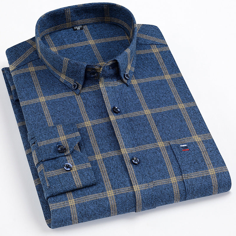 Mens Casual Cotton Plaid Shirt
