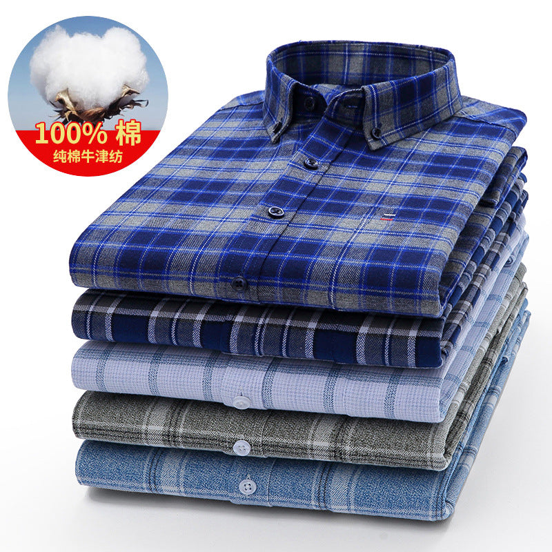 Mens Casual Cotton Plaid Shirt