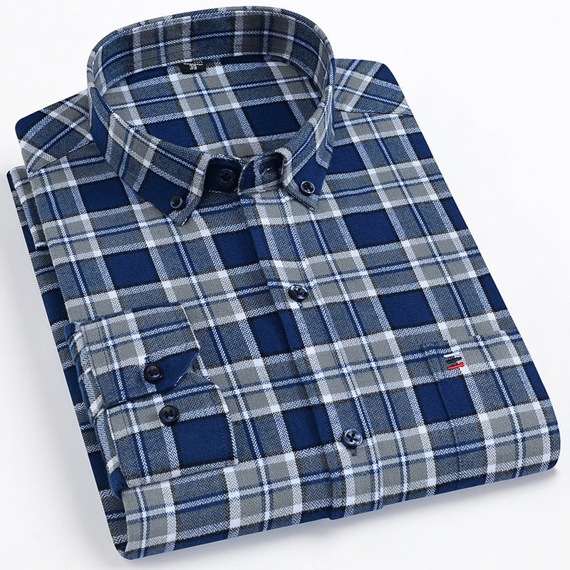 Mens Casual Cotton Plaid Shirt