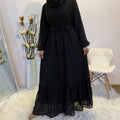 Trendy Stitching Long Sleeve Middle Eastern Dress