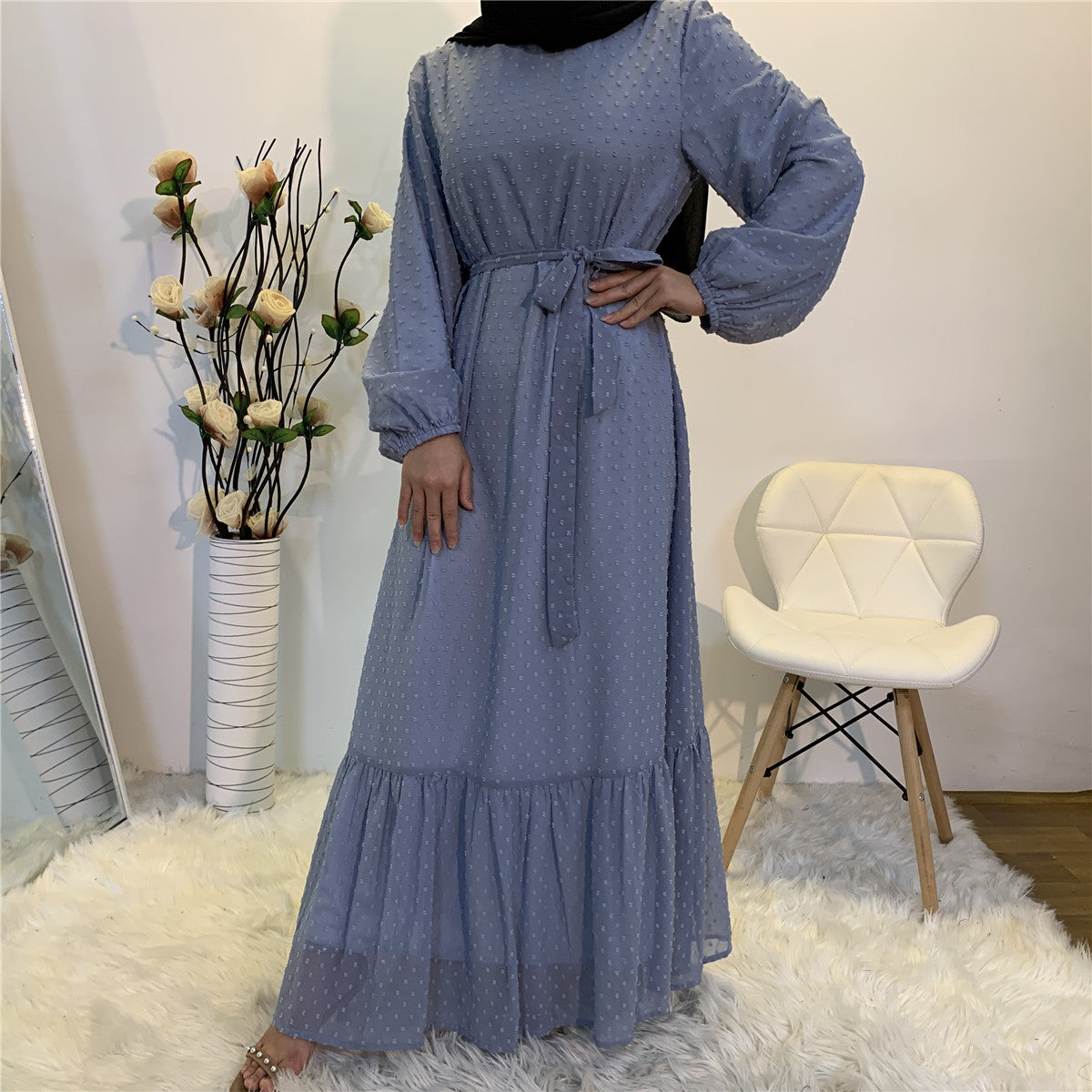 Trendy Stitching Long Sleeve Middle Eastern Dress