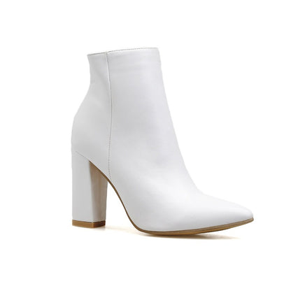 Boots pointed toe white high heel martin boots