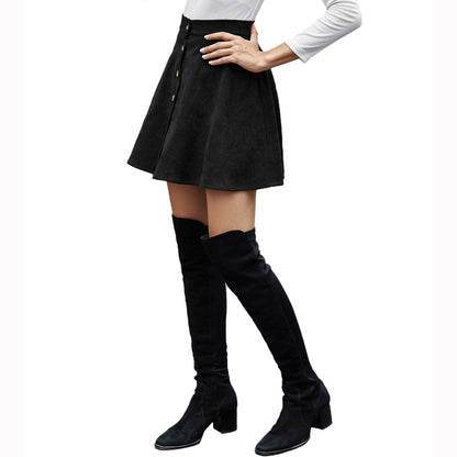 Women's Retro Corduroy High Waist Short Skirt