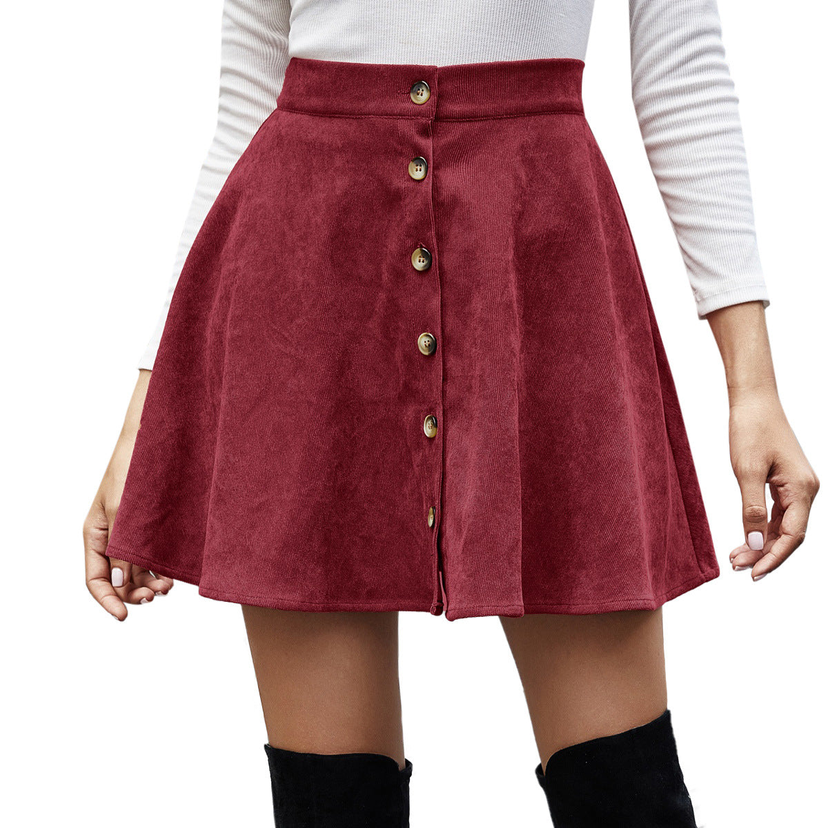 Women's Retro Corduroy High Waist Short Skirt