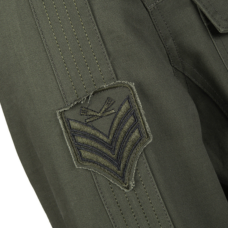 Men’s Autumn/Winter Fleece-Lined Army-Style Work Jacket