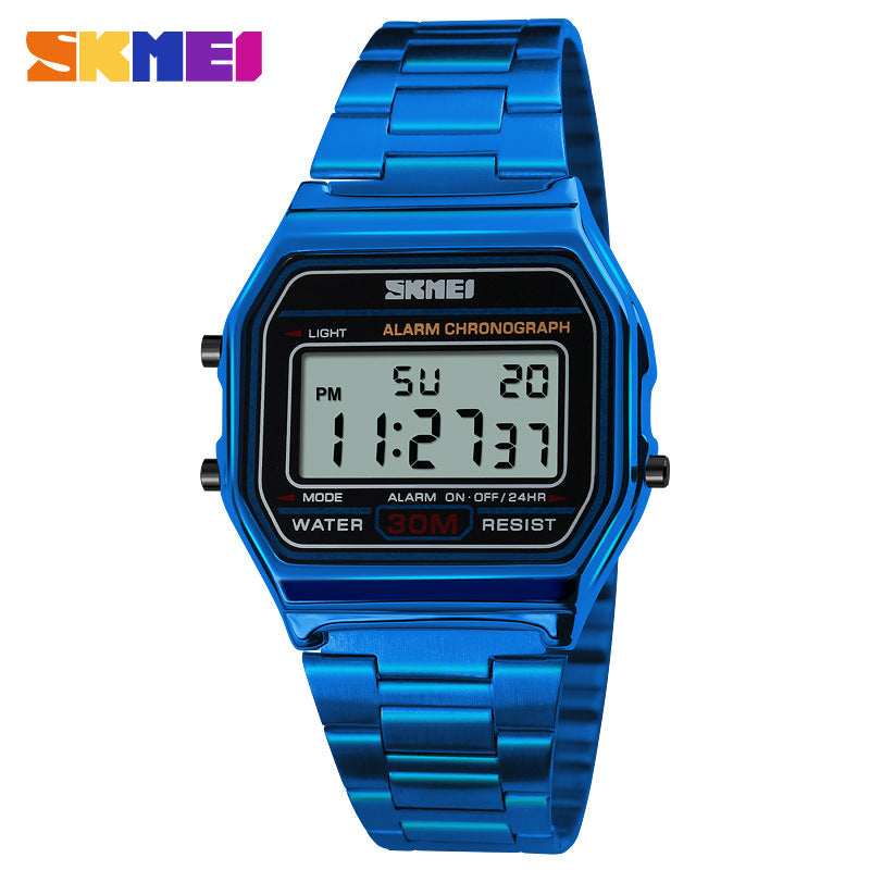 Mens Vintage Square Alloy Watch  Waterproof Steel Band Thin Fashion Electronic Watch