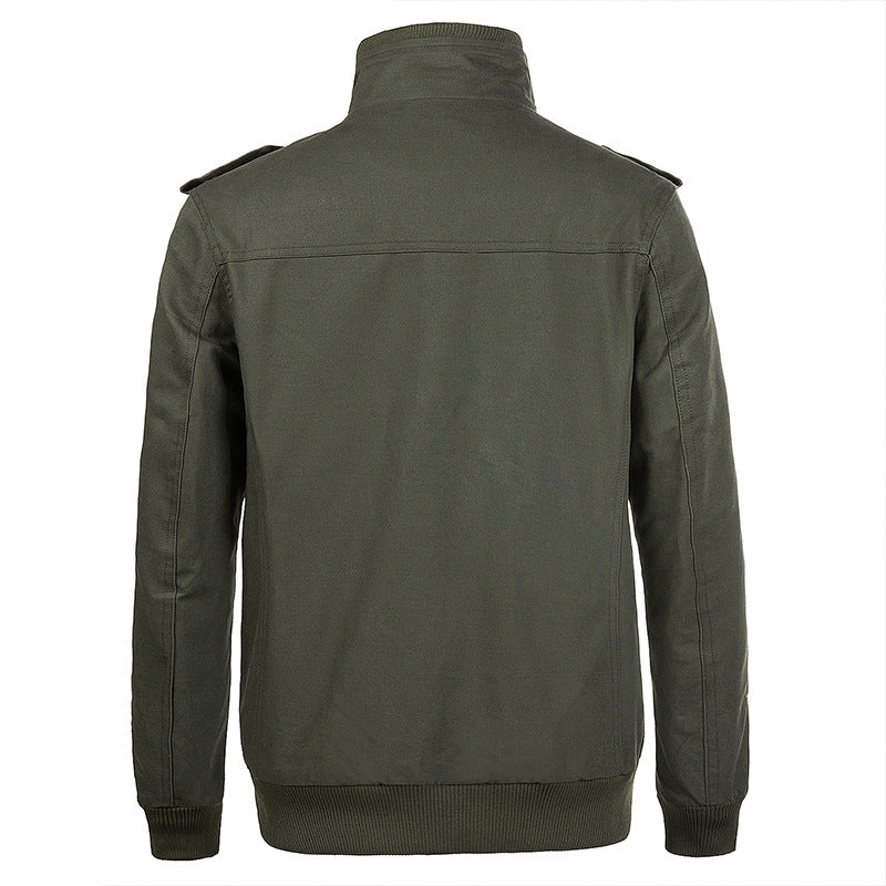 Men’s Autumn/Winter Fleece-Lined Army-Style Work Jacket