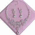 Bridal jewelry three-piece set handmade crown pearl necklace earrings and hair band