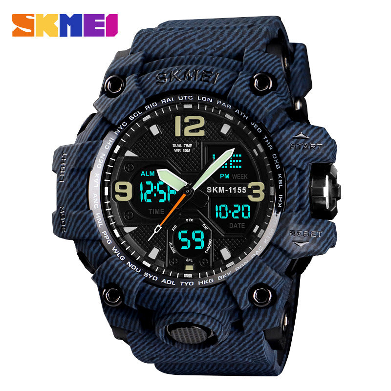 Moment Beauty Men's Dual Display Quartz Watch  Waterproof, Luminous Outdoor Sport Watch