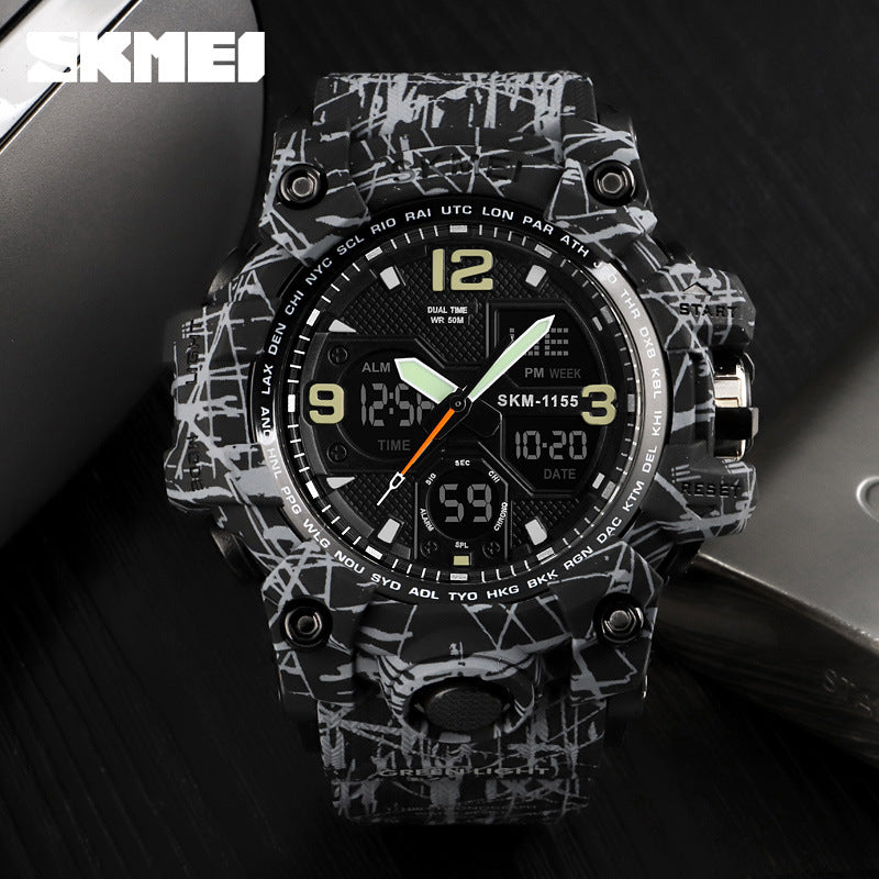 Moment Beauty Men's Dual Display Quartz Watch  Waterproof, Luminous Outdoor Sport Watch