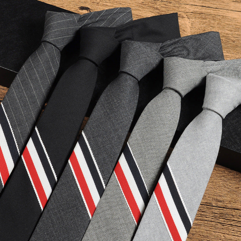 Three-color strip 5cm British gray wool tie